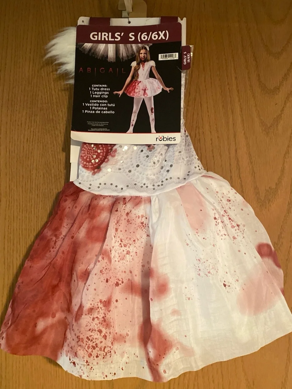 Abigail Blood-Splatter Costume Dress - White & Red Girls (6/6X) new